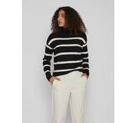 Stehkragenpullover VILA "VIRIL MOCKNECK L/S KNIT RIB TOP 2- NOOS", Damen, Gr. XXL, schwarz-weiß (schwarz stripes:weiß alyssum), Rippstrick, Obermaterial: 50% Viskose, 27% Nylon, 23% Polyester, gestrei