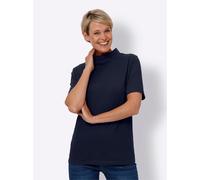 Stehkragenshirt CLASSIC BASICS "Kurzarm-Shirt", Damen, Gr. 48, blau (marine), 100% Baumwolle, unifarben, Shirts Stehkragenshirt (90882164-48) marine