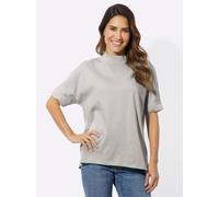Stehkragenshirt CLASSIC BASICS "Kurzarm-Shirt", Damen, Gr. 56, grau (hellgrau), 100% Baumwolle, unifarben, Shirts Stehkragenshirt (14314419-56) hellgrau