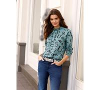 Stehkragenshirt CLASSIC BASICS "Langarm-Shirt", Damen, Gr. 40, grün (jade, schwarz, bedruckt), 100% Baumwolle, bedruckt, gemustert, Shirts Stehkragenshirt (82407463-40) jade, schwarz, bedruckt