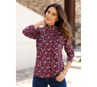 Stehkragenshirt CLASSIC BASICS "Langarm-Shirt", Damen, Gr. 44, lila (malve, ecru, bedruckt), 100% Baumwolle, bedruckt, geblümt, gemustert, mehrfarbig, Shirts Stehkragenshirt (34332530-44) malve, ecru,