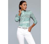 Stehkragenshirt CREATION L "Druck-Shirt", Damen, Gr. 38, grün (kalkmint, zartmint, bedruckt), 95% Viskose, 5% Elasthan, gemustert, Shirts Stehkragenshirt (33133142-38) kalkmint, zartmint, bedruckt