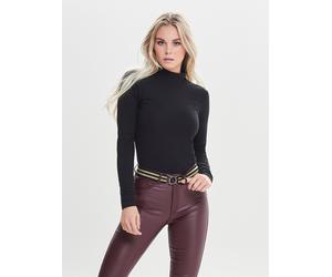 Stehkragenshirt JDY "JDYAVA NEW TURTLENECK TOP JRS NOOS", Damen, Gr. M, schwarz, Jersey, Obermaterial: 95% Baumwolle, 5% Elasthan, unifarben, sehr figurbetont normal, hoch geschlossener Ausschnitt, Sh