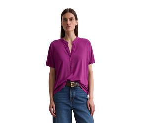 Stehkragenshirt MARC O'POLO, Damen, Gr. L, fresh berry, Jersey, Obermaterial: 94% Viskose, 6% Elasthan, unifarben, Shirts Stehkragenshirt, mit Knopfleiste (13586816-L) fresh berry
