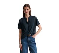 Stehkragenshirt MARC O'POLO, Damen, Gr. M, blau (tiefblau sea), Jersey, Obermaterial: 94% Viskose, 6% Elasthan, Shirts Stehkragenshirt, mit Knopfleiste (55461233-M) tiefblau sea