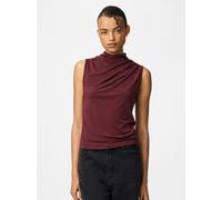 Stehkragenshirt PIECES "PCMADISON SL DRAPED TOP NOOS BC", Damen, Gr. L, lila (tawny port), Jersey, Obermaterial: 95% Polyester, 5% Elasthan, unifarben, slim fit normal, Rundhals, Shirts Stehkragenshir
