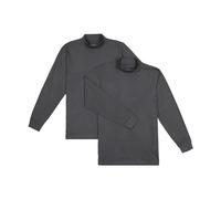 RAGMAN Herren Stehkragenshirt Langarm 2er Pack XXL, Schwarz-009