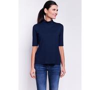 Stehkragenshirt SEIDEL MODEN, Damen, Gr. 40, blau (navy), Jersey, Obermaterial: 95% Viskose, 5% Elasthan, figurumspielend hüftlang, Rundhals, abgesteppte Kante, Shirts Stehkragenshirt, im hüftlangen S