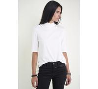 Stehkragenshirt SEIDEL MODEN, Damen, Gr. 46, weiß (sanftes weiß), Jersey, Obermaterial: 96% Viskose, 4% Elasthan, unifarben, figurumspielend hüftlang, Rundhals, abgesteppte Kante, Shirts Stehkragenshi