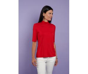 Stehkragenshirt SEIDEL MODEN, Damen, Gr. 48, rot, Jersey, Obermaterial: 95% Viskose, 5% Elasthan, figurumspielend hüftlang, Rundhals, abgesteppte Kante, Shirts Stehkragenshirt, im hüftlangen Schnitt,