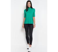 Stehkragenshirt SEIDEL MODEN, Damen, Gr. 50, grün, Jersey, Obermaterial: 95% Viskose, 5% Elasthan, unifarben, figurumspielend hüftlang, Rundhals, abgesteppte Kante, Shirts Stehkragenshirt, im hüftlang