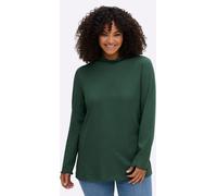 Stehkragenshirt SHEEGO "Shirtrolli", Damen, Gr. 56/58, grün (moos), 97% Baumwolle, 3% Elasthan, unifarben, Shirts Stehkragenshirt (21877969-56) moos
