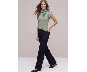 Stehkragenshirt STREET ONE, Damen, Gr. 40, mint leaf, Web, 50% Baumwolle, 50% Modal, unifarben, normal normal, hoch geschlossener Ausschnitt, abgesteppt, Shirts Stehkragenshirt, Basic (17883330-40) mi