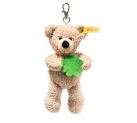 Steiff 112621 - Anhänger Fynn Teddybär Good Luck Teddy mit Kleeblatt beige/grün Plüsch-Schlüsselanhänger 12 cm / Spiel