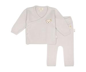 Steiff 2-tlg. Set Wickel-Strickjacke und Strickhose 74 beige/grau
