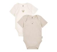 Steiff 2er-Pack Bodys kurzarm Bär 68 greige/natur feinripp