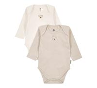Steiff 2er-Pack Bodys langarm Bär 86 greige/natur feinripp
