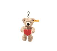 Steiff Anhänger Teddybär Fynn 12cm beige Love, Schlüsselanhänger, kuscheliger Teddy aus Plüsch mit rotem Filzherz, Glücksbringer, ideale Geschenkidee, waschmaschinenfest