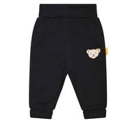 Steiff Baby Jogginghose - lang, Teddy-Motiv, unisex, einfarbig 86 Schwarz