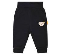 Steiff Baby Jogginghose - lang, Teddy-Motiv, unisex, einfarbig Schwarz 74