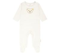 Steiff Baby Strampler - Einteiler, Baumwolle, Bär, Streifen, Druckknöpfe, Logo, langarm 86 Beige