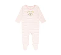 Steiff Baby Strampler - Einteiler, Baumwolle, Bär, Streifen, Druckknöpfe, Logo, langarm Rosa/Weiß 56