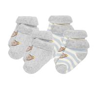 Steiff Baby Unisex Socken, 4er Pack - Bio-Baumwolle, Teddy-Motiv, uni/gestreift Blau 17-18