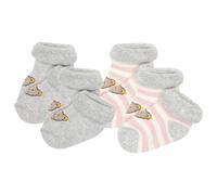 Steiff Baby Unisex Socken, 4er Pack - Bio-Baumwolle, Teddy-Motiv, uni/gestreift Rosa 17-18