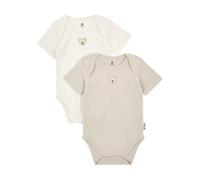 Steiff 2er-Pack Bodys kurzarm Bär 62 greige/natur feinripp