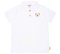 Steiff Kinder Polo-Shirt - Basic, Kurzarm, Teddy-Applikation, Baumwolle, uni Weiß 104