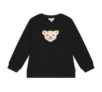 Steiff Kinder Sweatshirt - Teddy-Applikation, Cotton Stretch, uni Schwarz 128