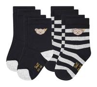 Steiff Kinder Unisex Socken, 4er Pack - Bio-Baumwolle, Teddy-Motiv, uni/gestreift 31-34 Blau