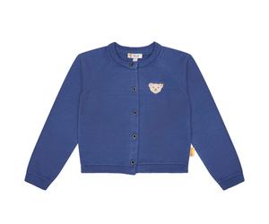 Steiff Mädchen Strickjacke - Teddy-Applikation, Rundhals, Knopfleiste, Baumwolle 92 Blau