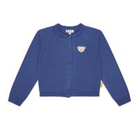 Steiff Mädchen Strickjacke - Teddy-Applikation, Rundhals, Knopfleiste, Baumwolle Blau 92