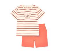 Steiff Set Shorts mit T-Shirt Kurzarm EU Größe 116 Persimmon, Sommerhose kombiniert mit einem Kurzarm Shirt für jeden Anlass, lockere Bequeme Passform