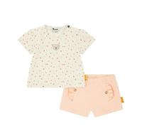 Steiff Set Shorts mit T-Shirt Kurzarm EU Größe 62 Antique White, Sommerhose kombiniert mit einem Kurzarm Shirt für jeden Anlass, lockere Bequeme Passform