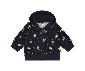 Steiff Sweatjacke mit Kapuze Weltall 74 marine/bunt