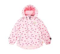 Steiff Tec-Outwear Jacke rosa EU-Größe 92, Kinder Outdoor-Jacke mit Herz-Print, mit Fleecefutter und abnehmbarer Kapuze, 100% wind- und wasserdicht