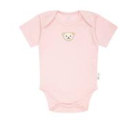 Steiff Baby Body - Strampler, Baumwolle, Bär, Logo, kurzarm, einfarbig Rosa 50