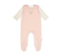 Steiff Unisex Baby Set Strampler mit Fuss + T-Shirt Langarm Kleinkind-Schlafanzüge, Silver PINK, 62