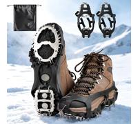 Steigeisen für Bergschuhe mit 18 Edelstahl Zähne Spike | Spikes für Schuhe Winter, Anti-Rutsch für Mann Frau Erwachsene für Wandern Schnee, EIS, Trekking, Angeln
