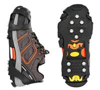 Steigeisen für Schuhe, 10 Zähne Schuhkrallen, Eiskralle zum Spielen im Schnee, Anti Rutsch Schuhkralle mit Edelstahl Spikes für Wandern, Schnee, EIS, Trekking, Eisfischen (Schwarz, S(EU 26-34))