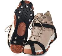 Steigeisen Schuhspikes mit 11 Edelstahl Zähne Noppen, Ice Klampen, Eisspikes, Schuhkralle, Grödel, Spikes, Schneekette für Den Stiefel in 3 Größen,Schnee für Wandern Bergschuhe Stiefel (Schwarz, XXL)