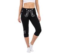 Steigenhöfer Kurze Jogginghose mit Kordelzug im Lederhosen Look - Hannah - Jogging Lederhose Damen Tracht für Dein Oktoberfest Damen Outfit - Ideal für Volksfest und Wiesn - Schwarz - 3XL