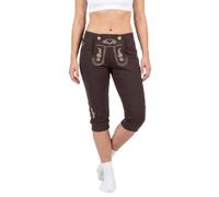 Steigenhöfer Kurze Jogginghose mit Kordelzug im Lederhosen Look - Hannah - Jogging Lederhose Damen Tracht für Dein Oktoberfest Damen Outfit - Ideal für Volksfest und Wiesn - Braun - L