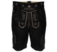 Steigenhöfer Lederhose Damen Tracht Shorts - 100% Rindsleder - Annika - Traditionelle Kurze Hose für Frauen - Inklusive verstellbaren Trägern - Gürtelschlaufe - Dirndl Alternative - Schwarz - 36