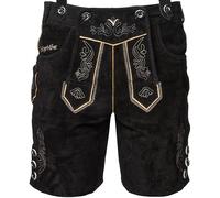 STEIGENHÖFER Lederhose Herren kurz - Trachtenlederhose Anton mit Trägern - 100% Rindsleder Trachtenhose - Original bayerische Echtlederhose für Oktoberfest & Volksfest