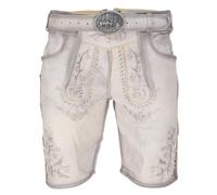 STEIGENHÖFER Lederhose Herren kurz - Vintage Trachtenlederhose Franz mit Gürtel - 100% Rindsleder Trachtenhose im Antik-Look - Echtlederhose für Oktoberfest & Volksfest