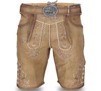 STEIGENHÖFER Lederhose Herren kurz - Vintage Trachtenlederhose Franz mit Gürtel - 100% Rindsleder Trachtenhose im Antik-Look - Echtlederhose für Oktoberfest & Volksfest