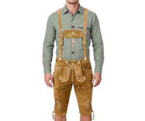 STEIGENHÖFER Lederhose Herren Tracht Kniebund - Reinhold - Trachtenhose mit Trägern - 100% Rindsleder - Traditionelle Echtlederhose - Ideal für Dein Oktoberfest Herren Outfit